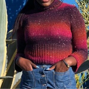 Purple/Pink turtle neck with gold sparkles